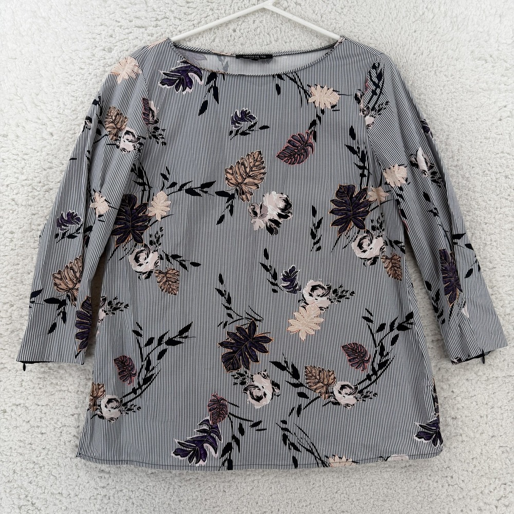 Lafayette 148 New York Blouse Womens 6 Multicolor Floral 3/4 Sleeve Tunic Top
